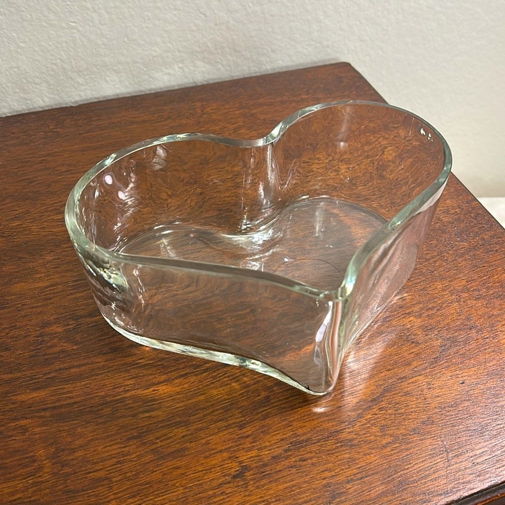 Clear Heavy Glass Heart Shaped Bowl Dish